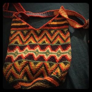 Hand made multicolored crochet bag